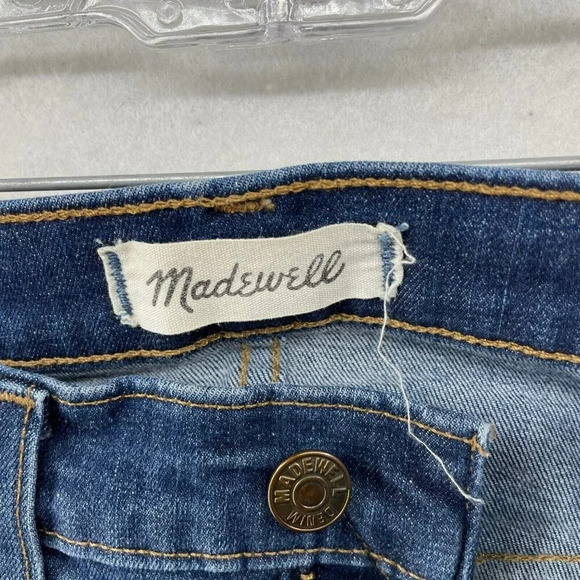 Madewell Jeans Womens 25 Blue Medium Wash High-Rise Skinny Distressed Raw Hem - Picture 10 of 11